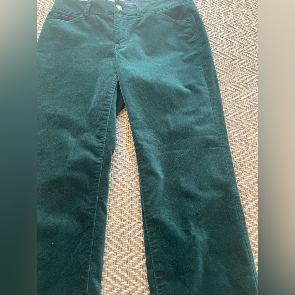 Talbots size 4 dark green velvateen slacks - Picture 2 of 8